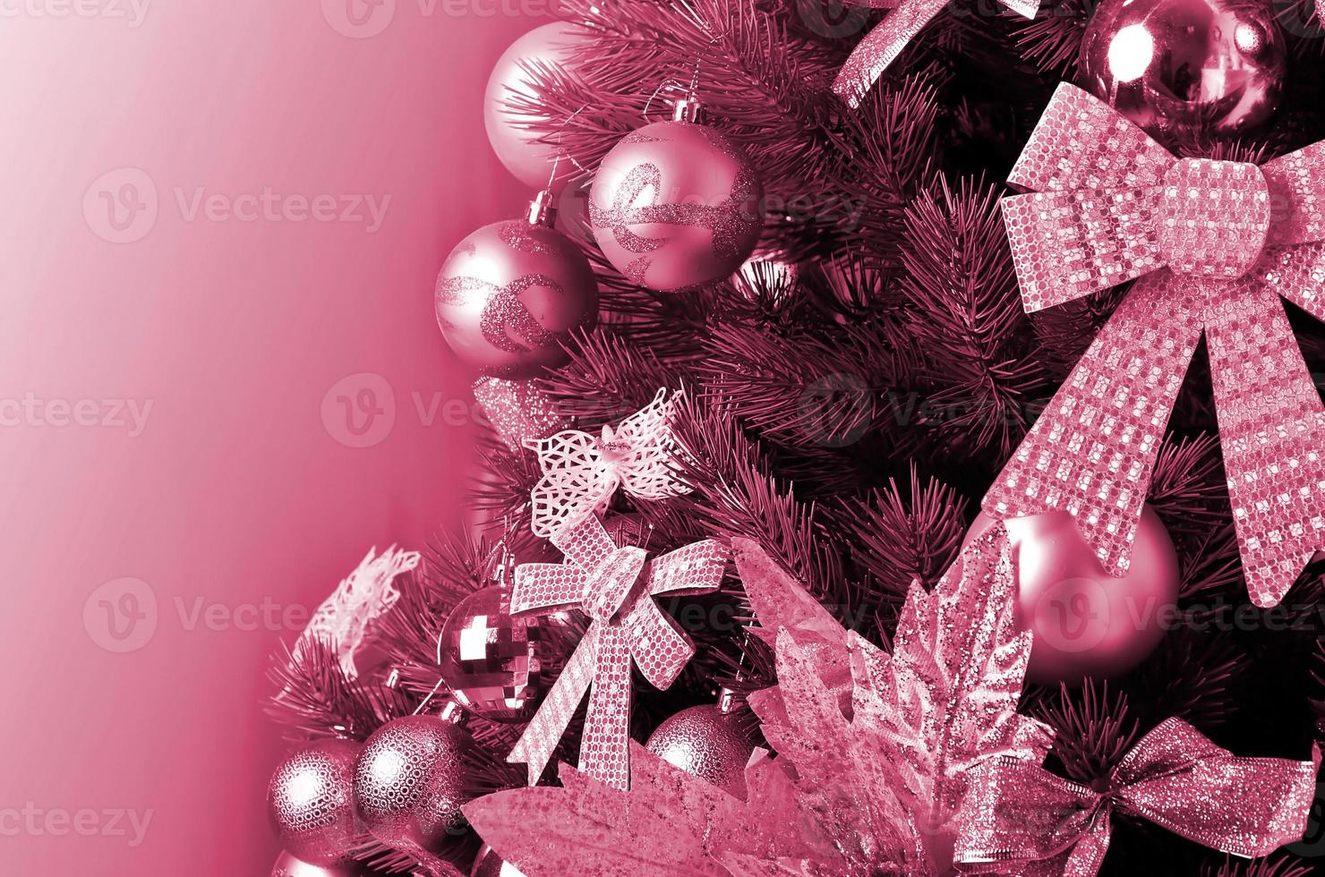 Christmas tree details Image toned in Viva Magenta, color of the 2023 year photo