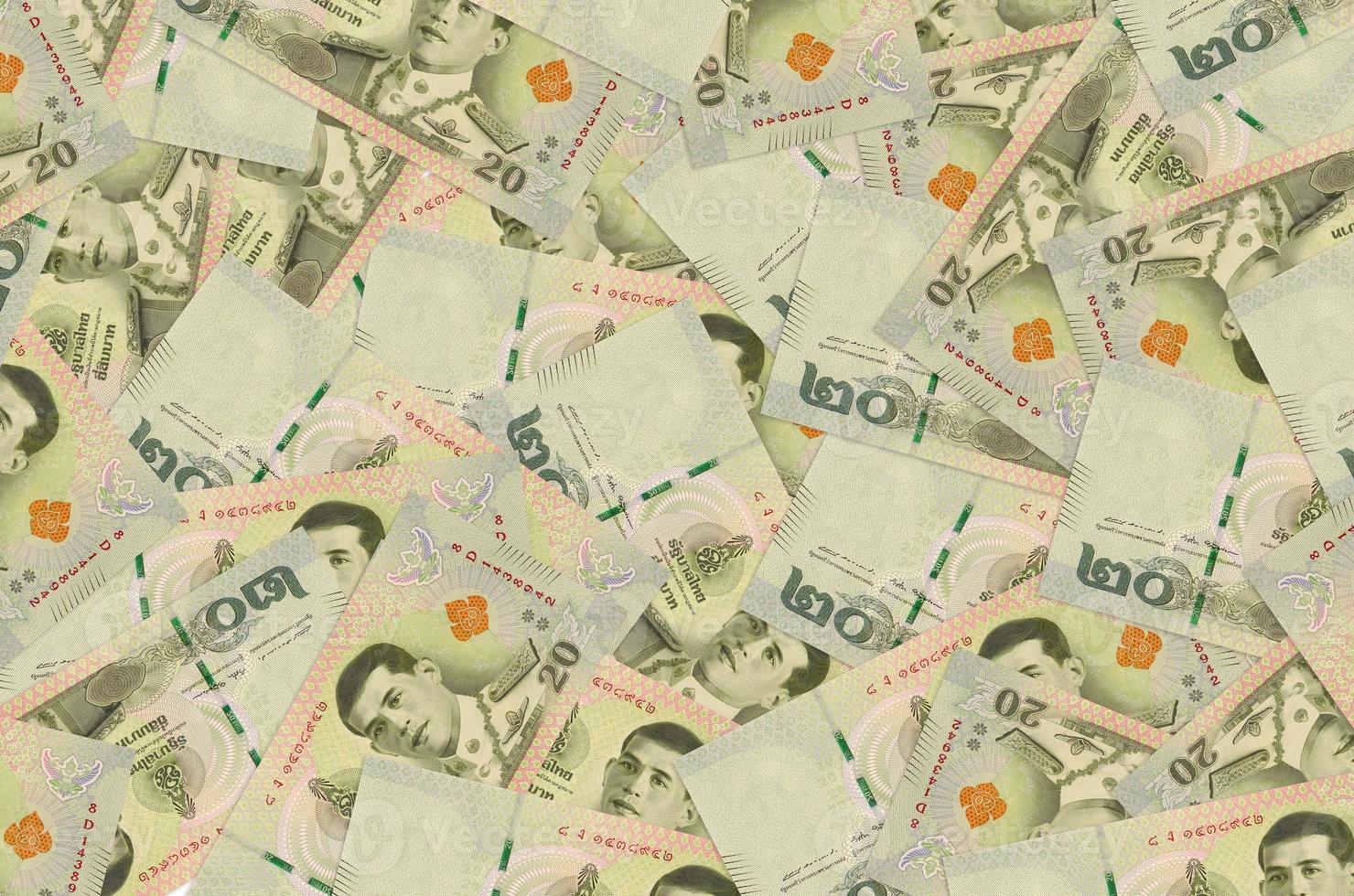 20 Thai Baht bills lies in big pile. Rich life conceptual background photo