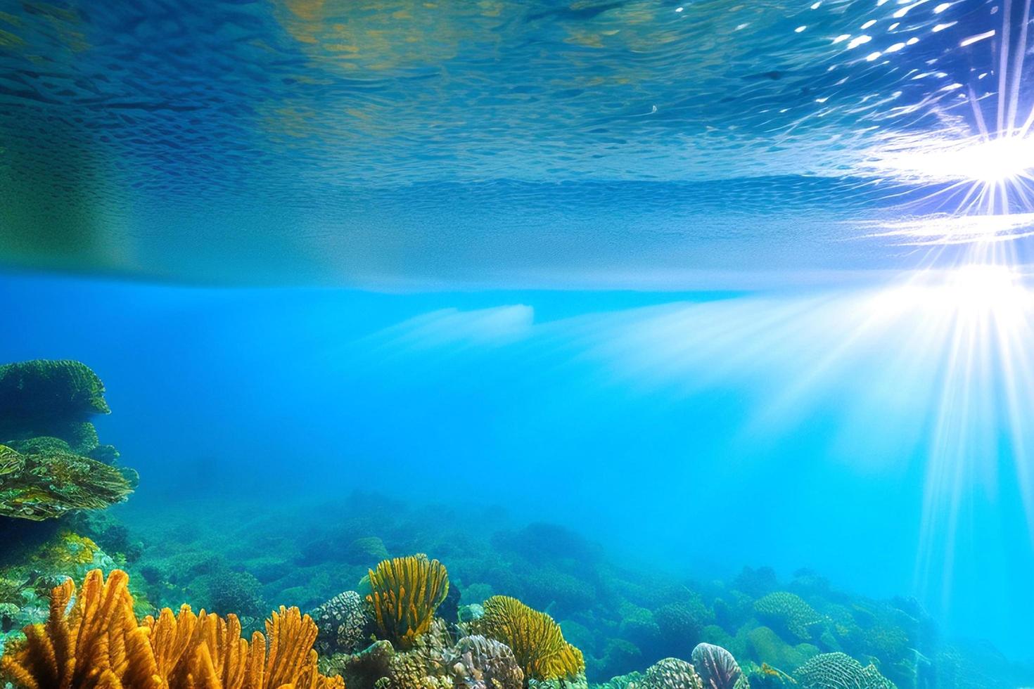 Underwater scene. Ocean coral reef underwater. Sea world under water background. photo