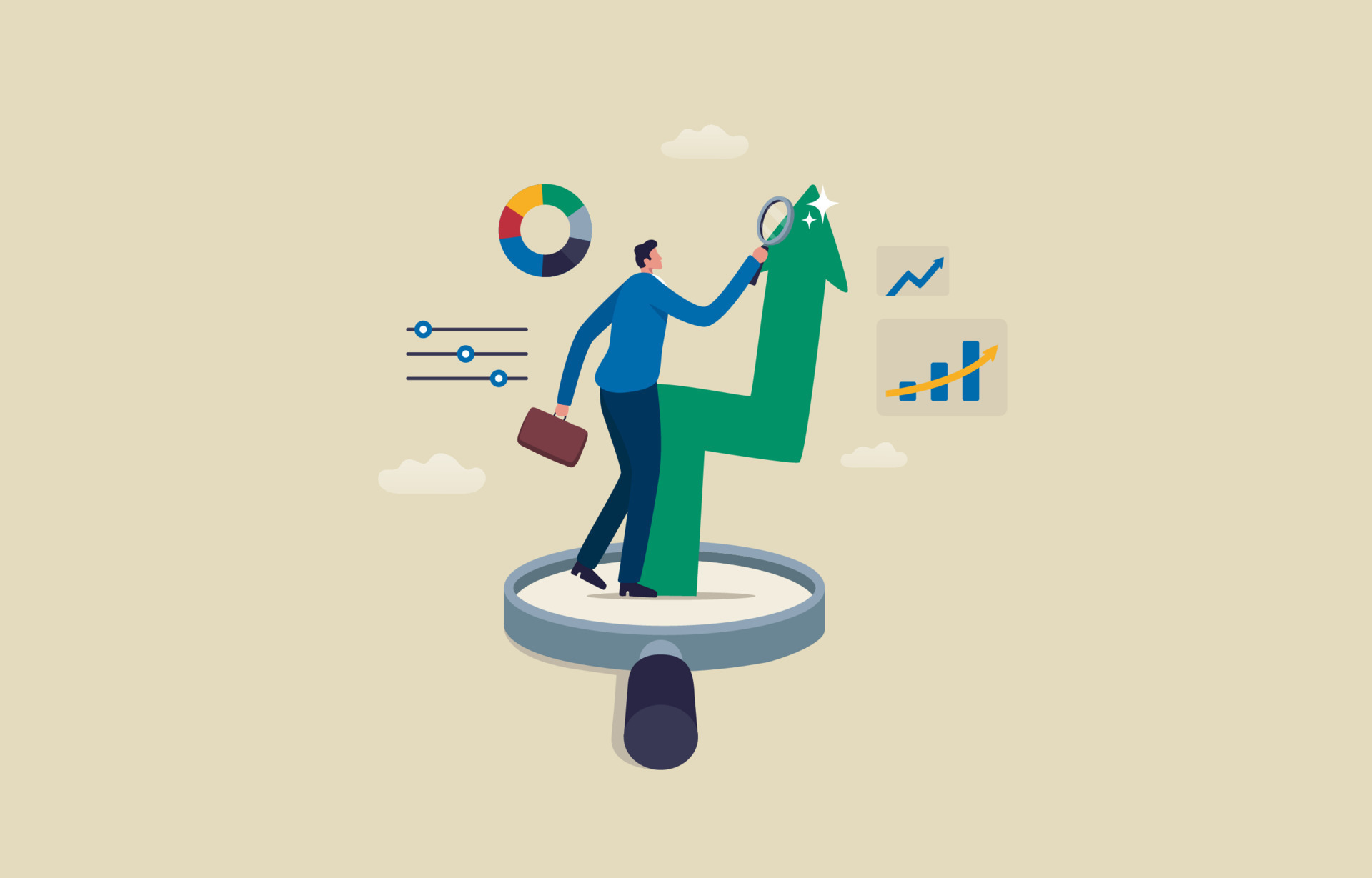 Business analytic charts stock investing. Research and development