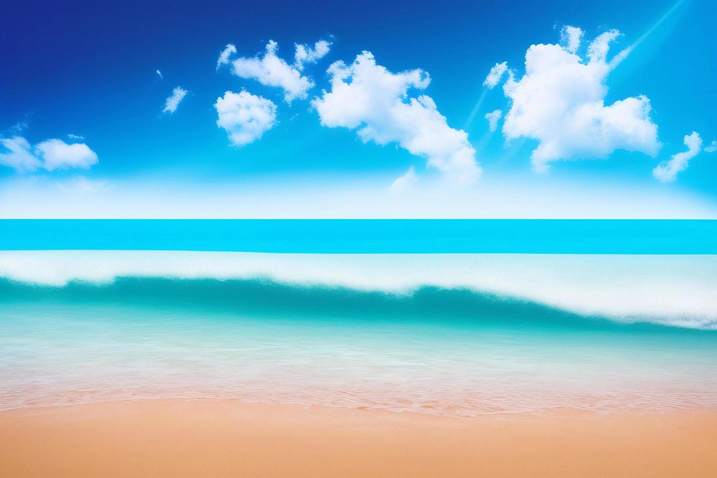 Beautiful tropical beach with blue ocean. White sand tropical paradise beach background summer vacation concept. photo