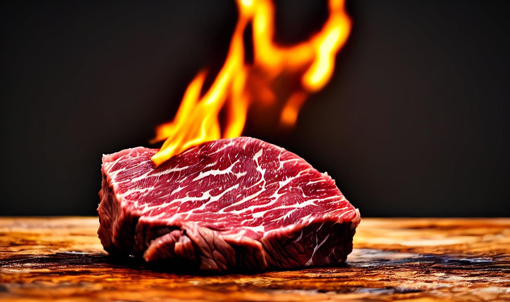 Steak. Gourmet fresh delicious juicy steak. Selected focus, in Poster format. photo