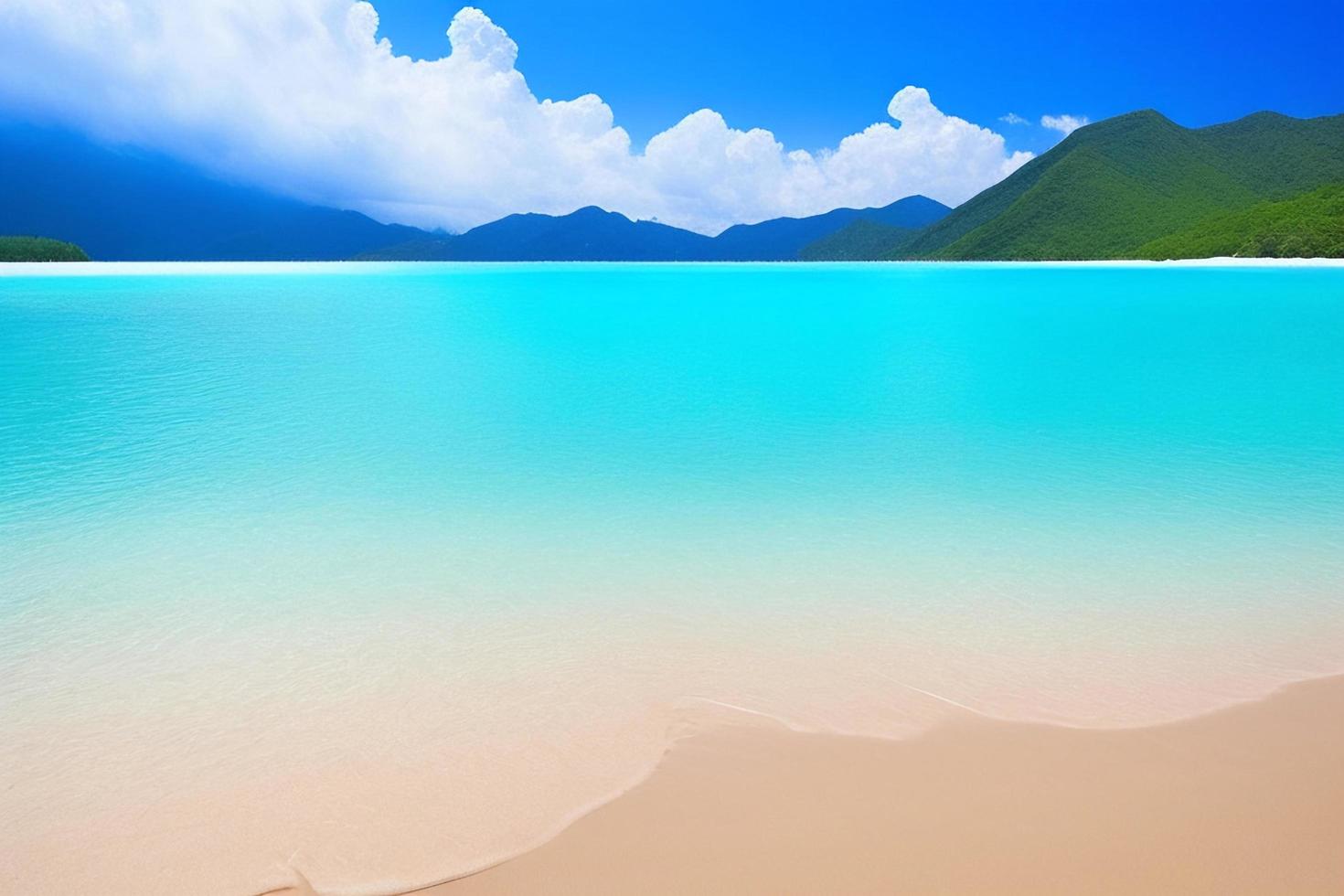 Beautiful tropical beach with blue ocean. White sand tropical paradise beach background summer vacation concept. photo
