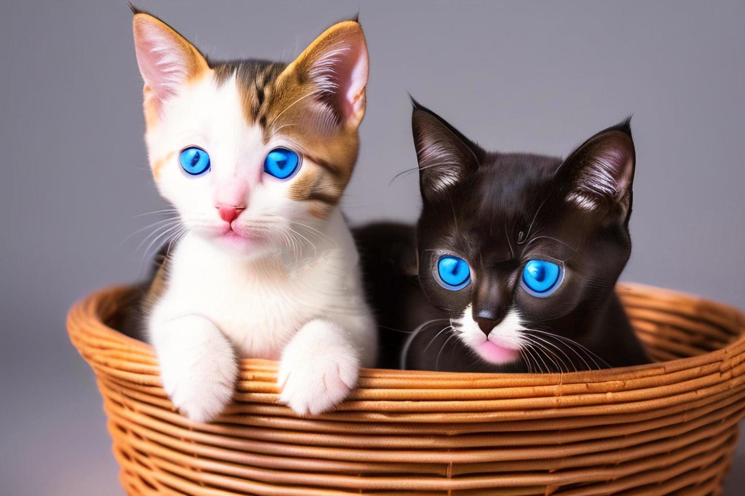 Cute and curious, playful kitten looks around. Close-up. photo