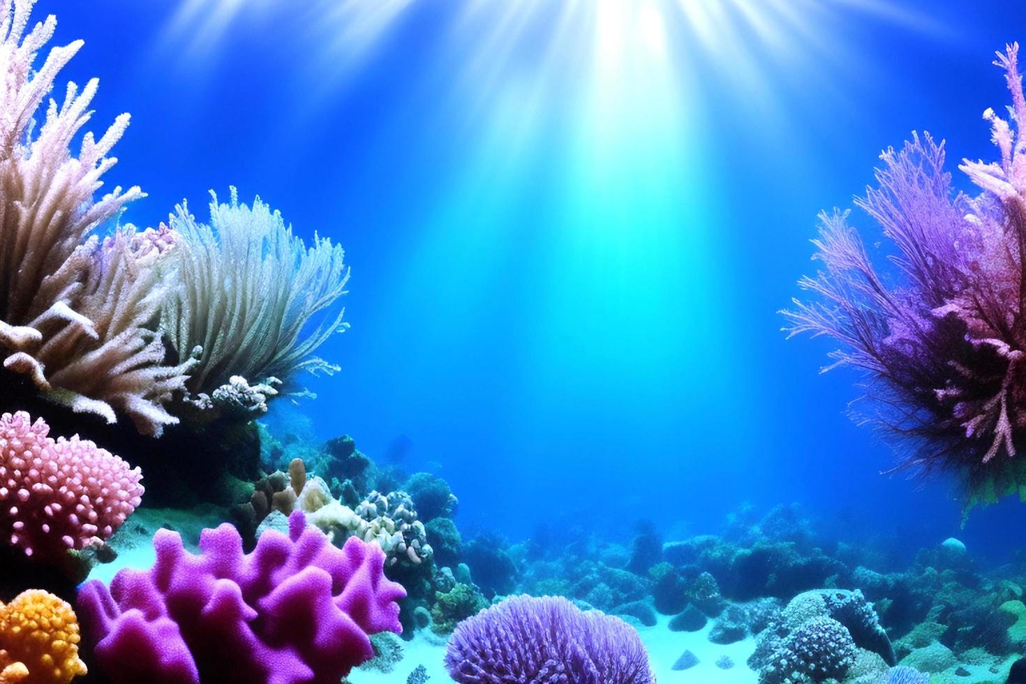 Underwater scene. Ocean coral reef underwater. Sea world under