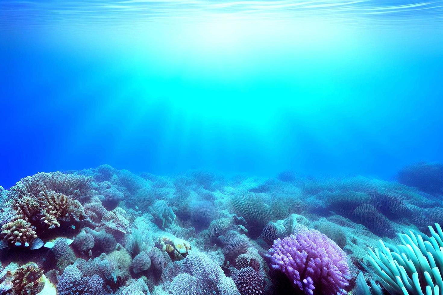 Underwater scene. Ocean coral reef underwater. Sea world under water background. photo