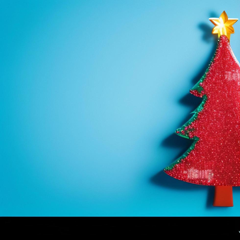 Christmas concept. Decorated Christmas Tree Near Fireplace at Home. photo