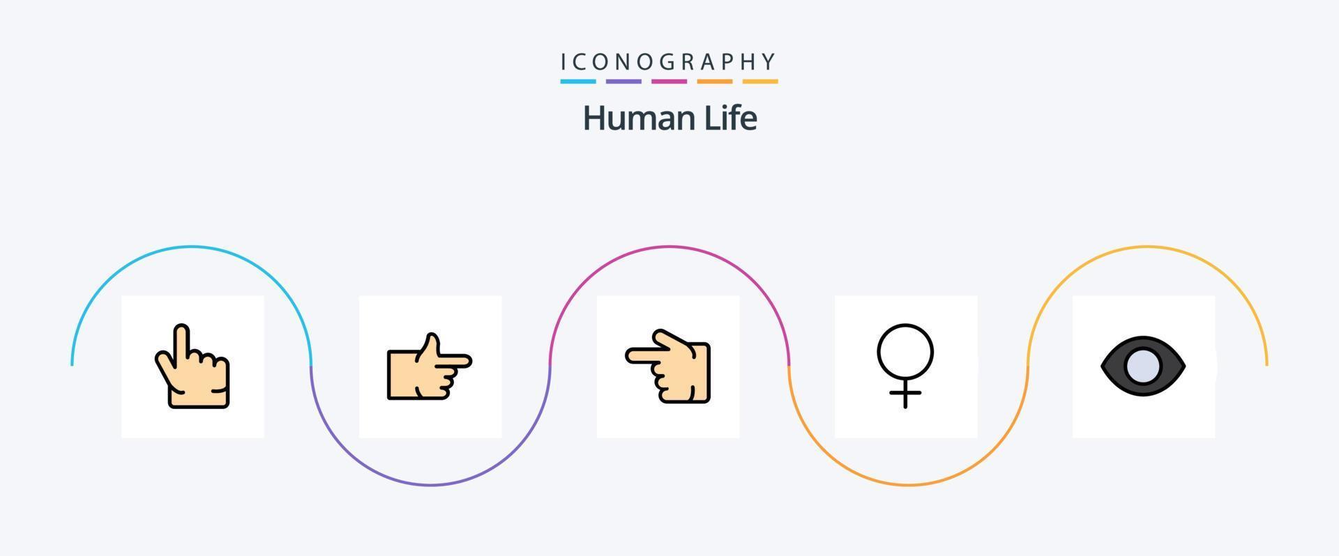 Human Line Filled Flat 5 Icon Pack Including . human. hand. face. sign vector
