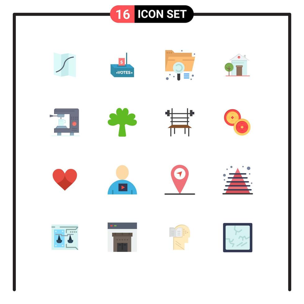 Pictogram Set of 16 Simple Flat Colors of hotel home money building extension Editable Pack of Creative Vector Design Elements