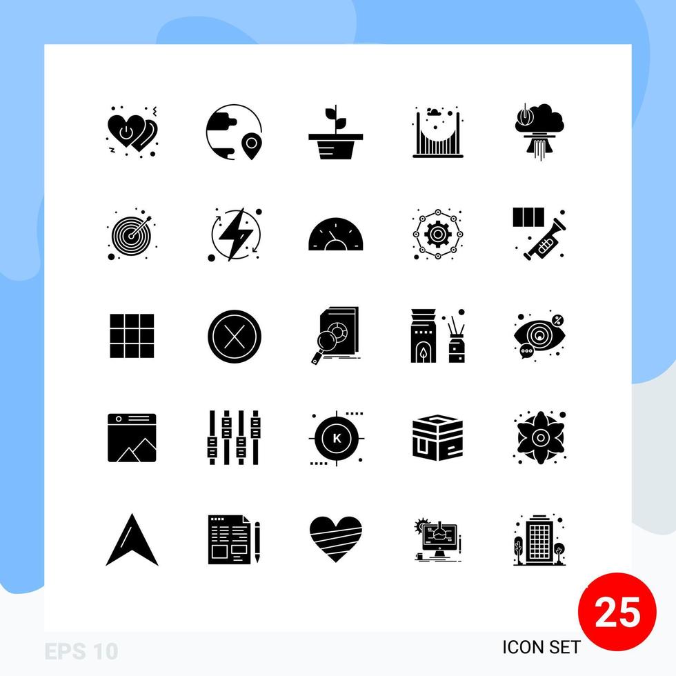 25 Solid Glyph concept for Websites Mobile and Apps bomb parks location bridge nature Editable Vector Design Elements