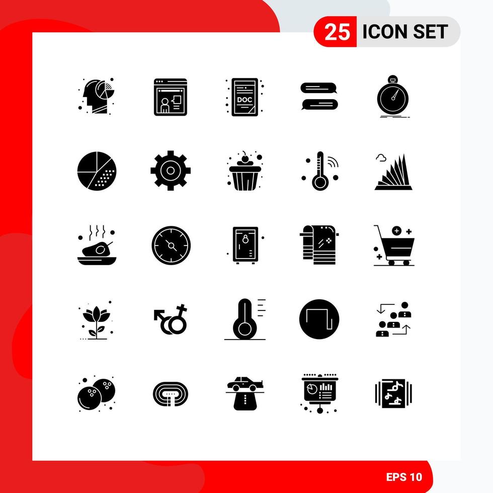 Set of 25 Commercial Solid Glyphs pack for optimization done working texting chatting Editable Vector Design Elements