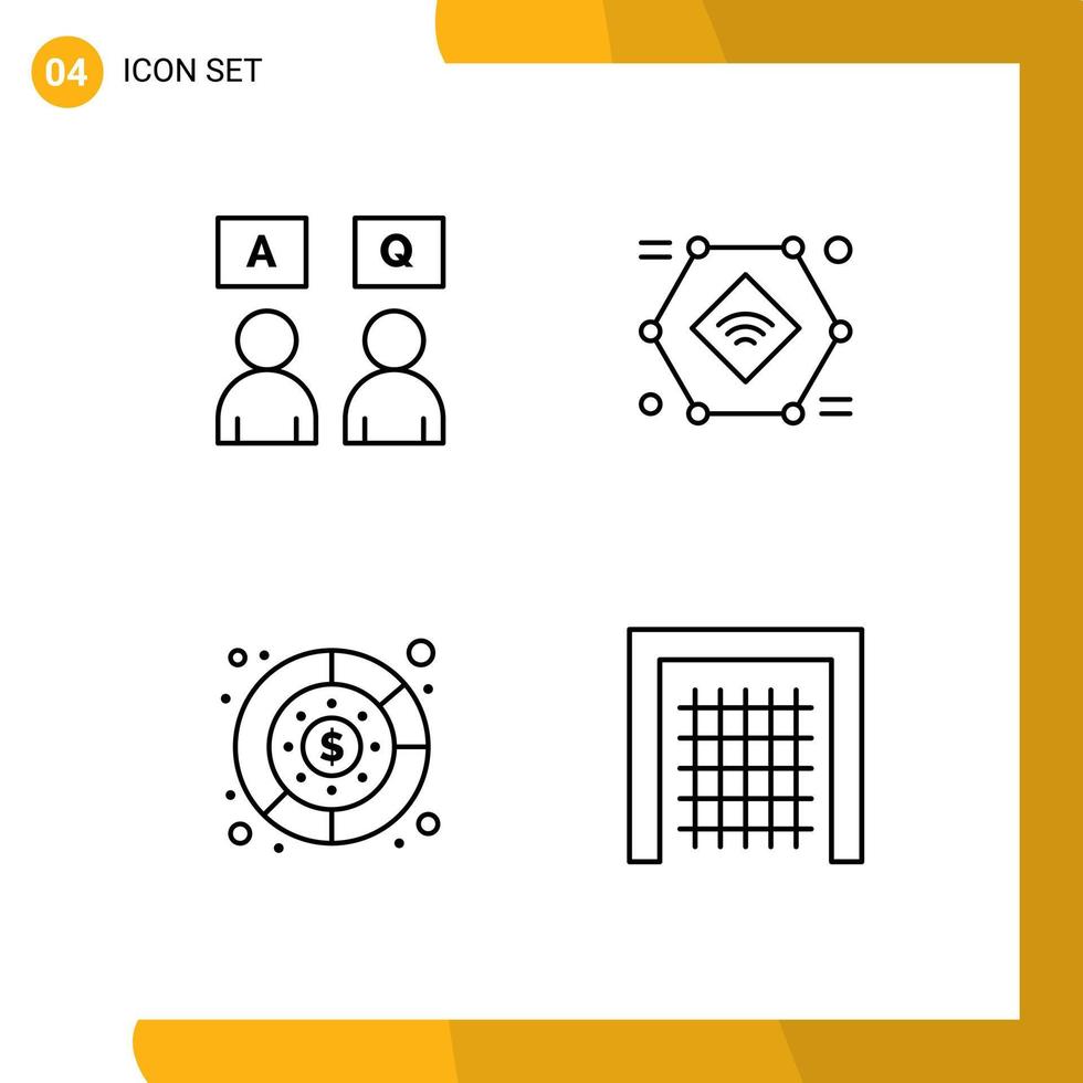 Group of 4 Modern Filledline Flat Colors Set for answers diagram qa record management Editable Vector Design Elements