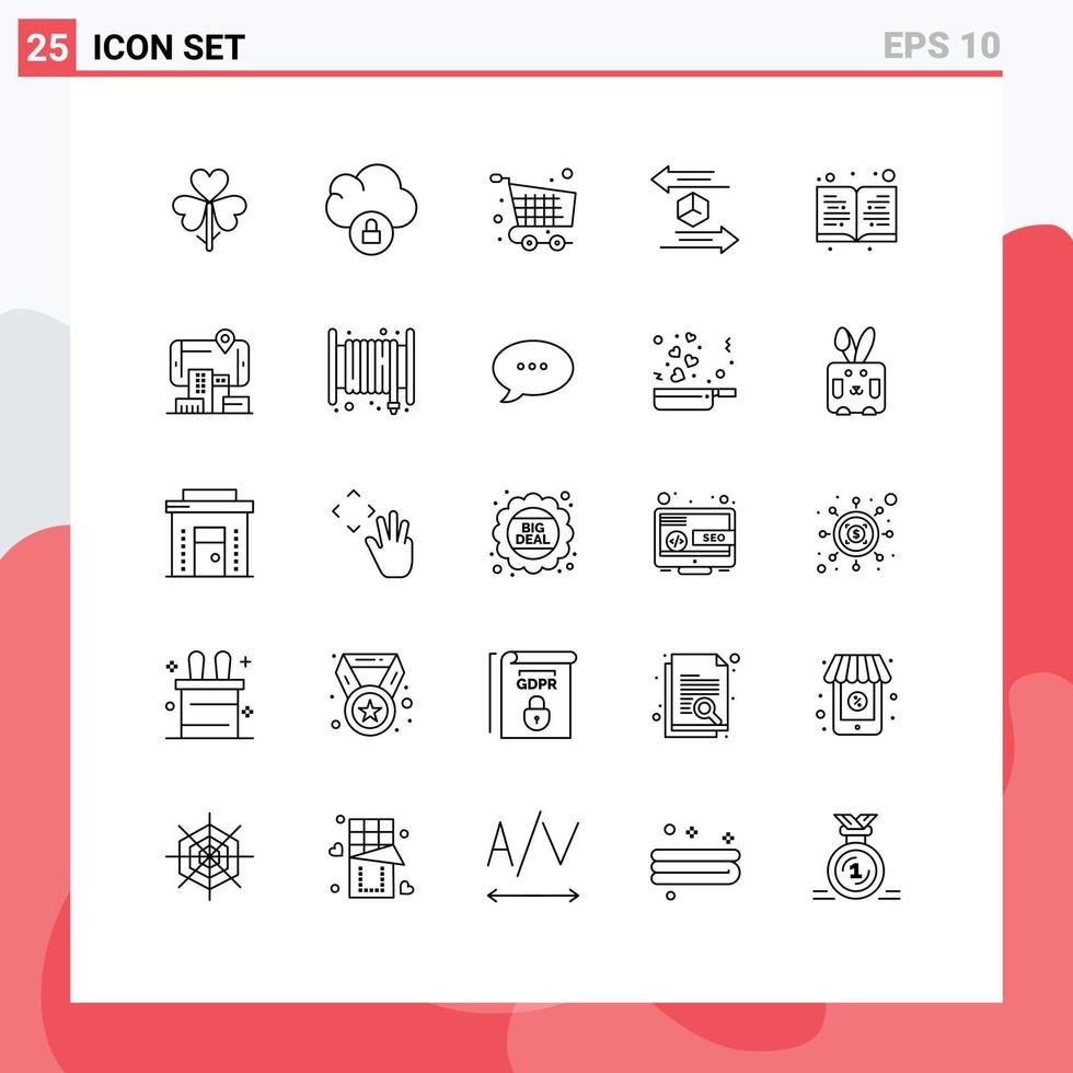 Universal Icon Symbols Group of 25 Modern Lines of shipping logistic cart delivery checkout Editable Vector Design Elements