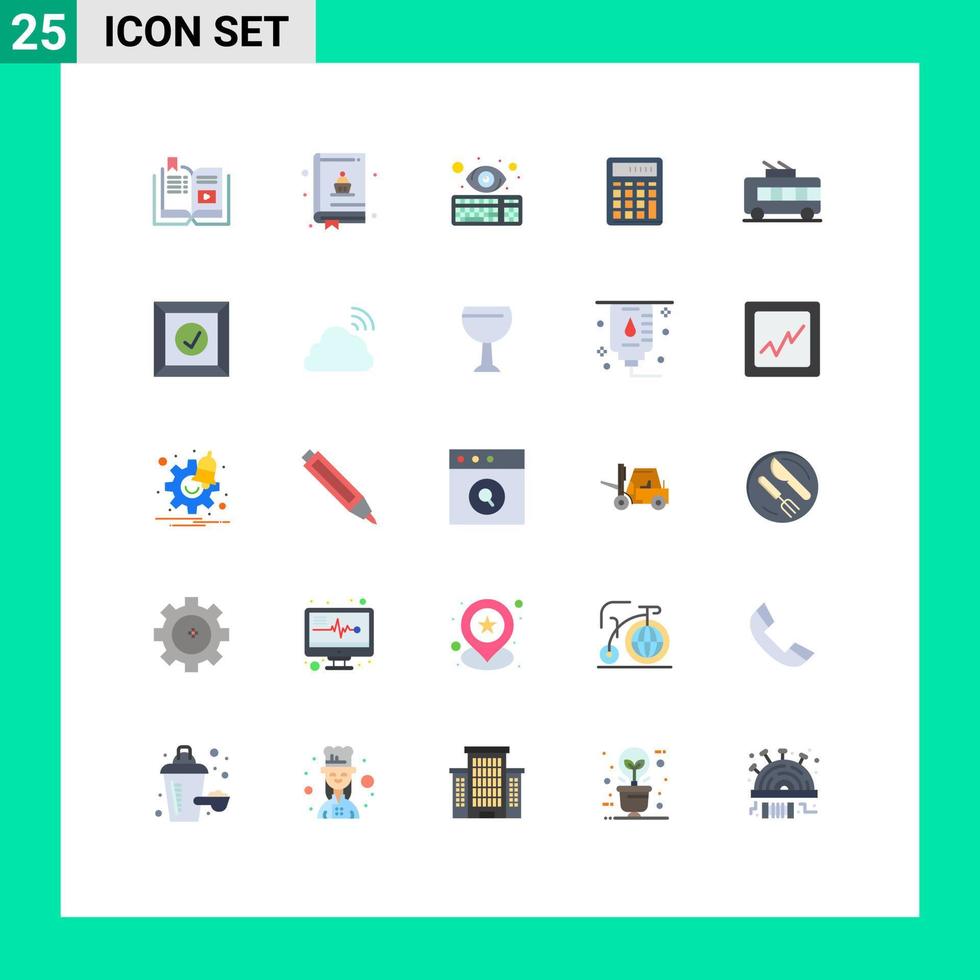 Pack of 25 Modern Flat Colors Signs and Symbols for Web Print Media such as financial business cyber accounting key logger Editable Vector Design Elements