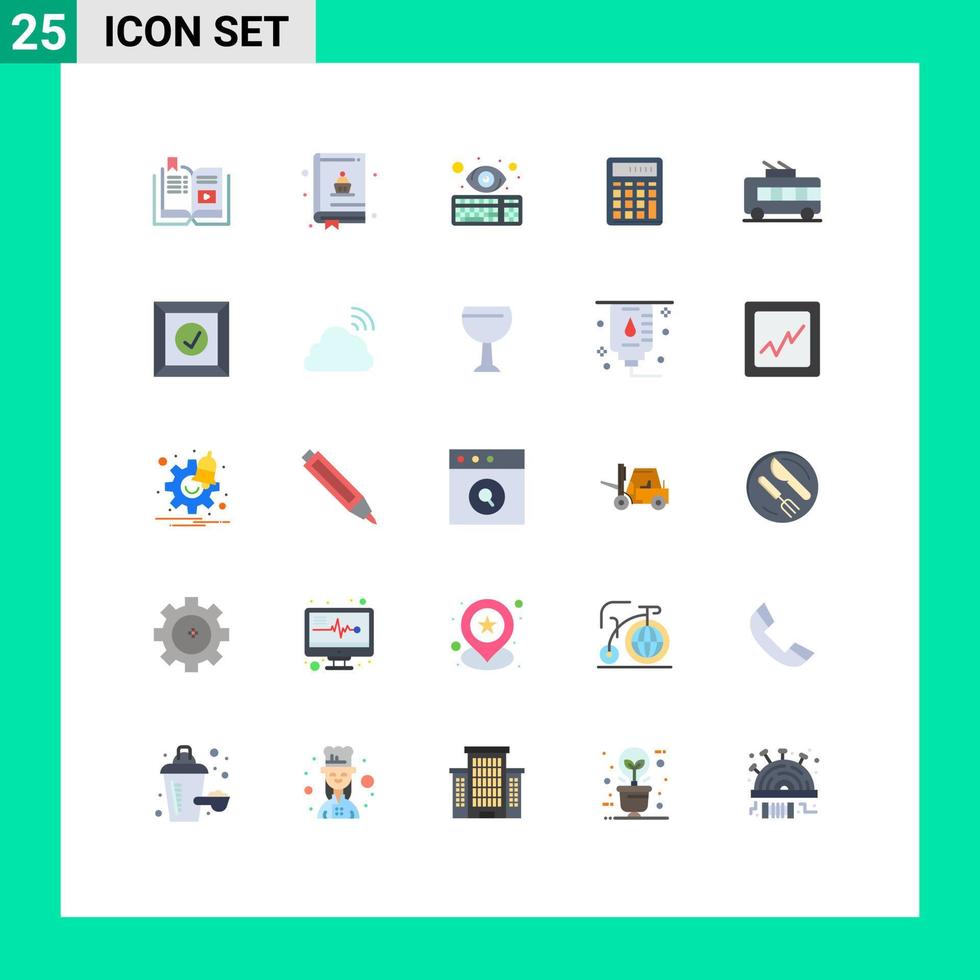 paquete de 25 signos y símbolos de colores planos modernos para medios de impresión web, como elementos de diseño de vectores editables registradores de claves de contabilidad cibernética de negocios financieros