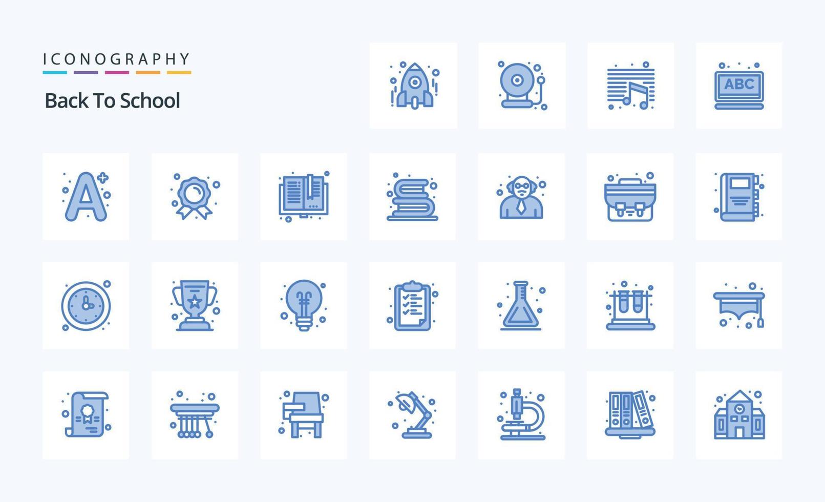 25 Back To School Blue icon pack vector