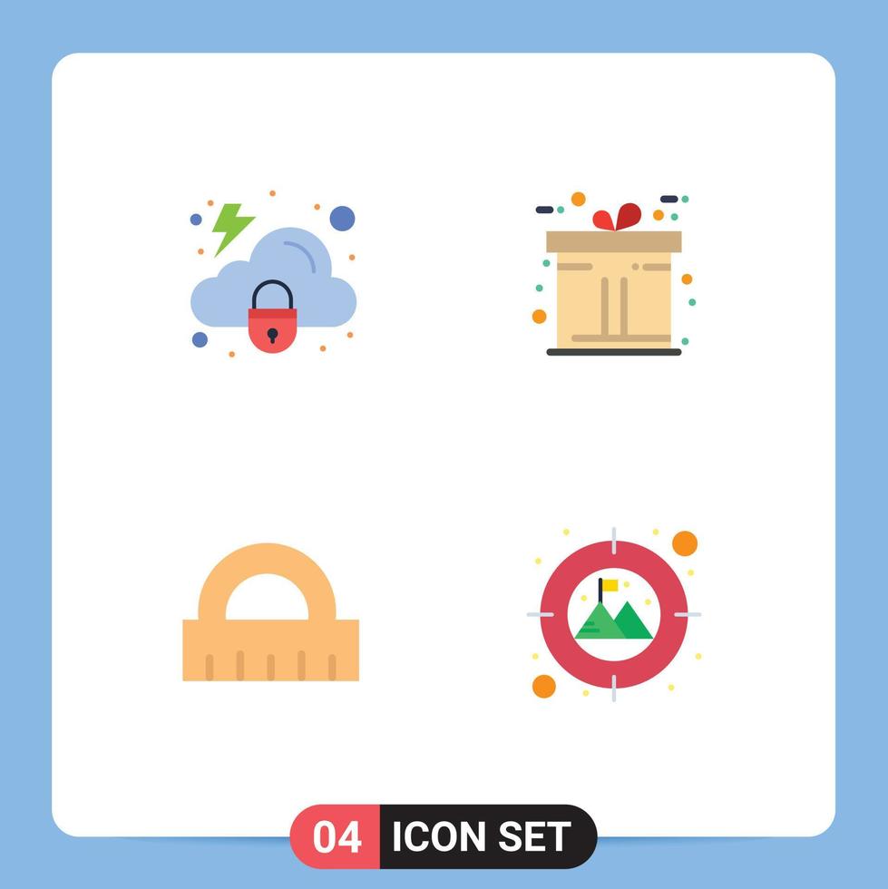 4 iconos creativos signos y símbolos modernos de la regla de la nube objetivo de regalo de seguridad elementos de diseño vectorial editables vector