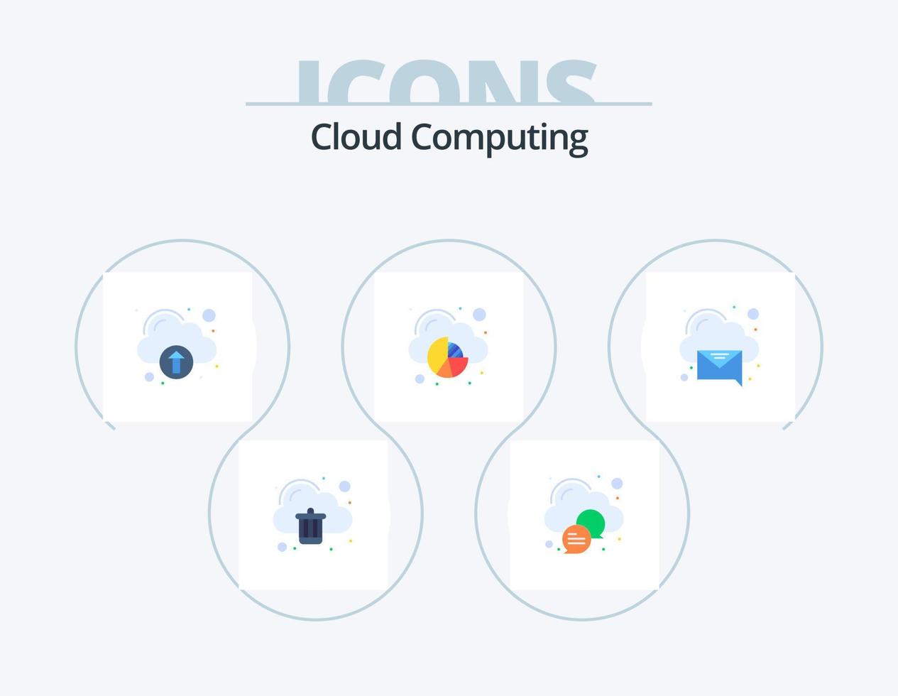 Cloud Computing Flat Icon Pack 5 Icon Design. mail. data. technology. cloud. analytics vector