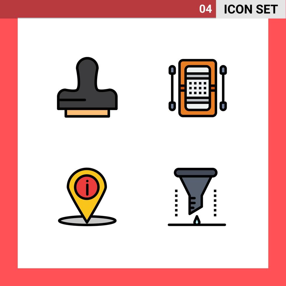 Set of 4 Vector Filledline Flat Colors on Grid for clone navigation activities game info Editable Vector Design Elements