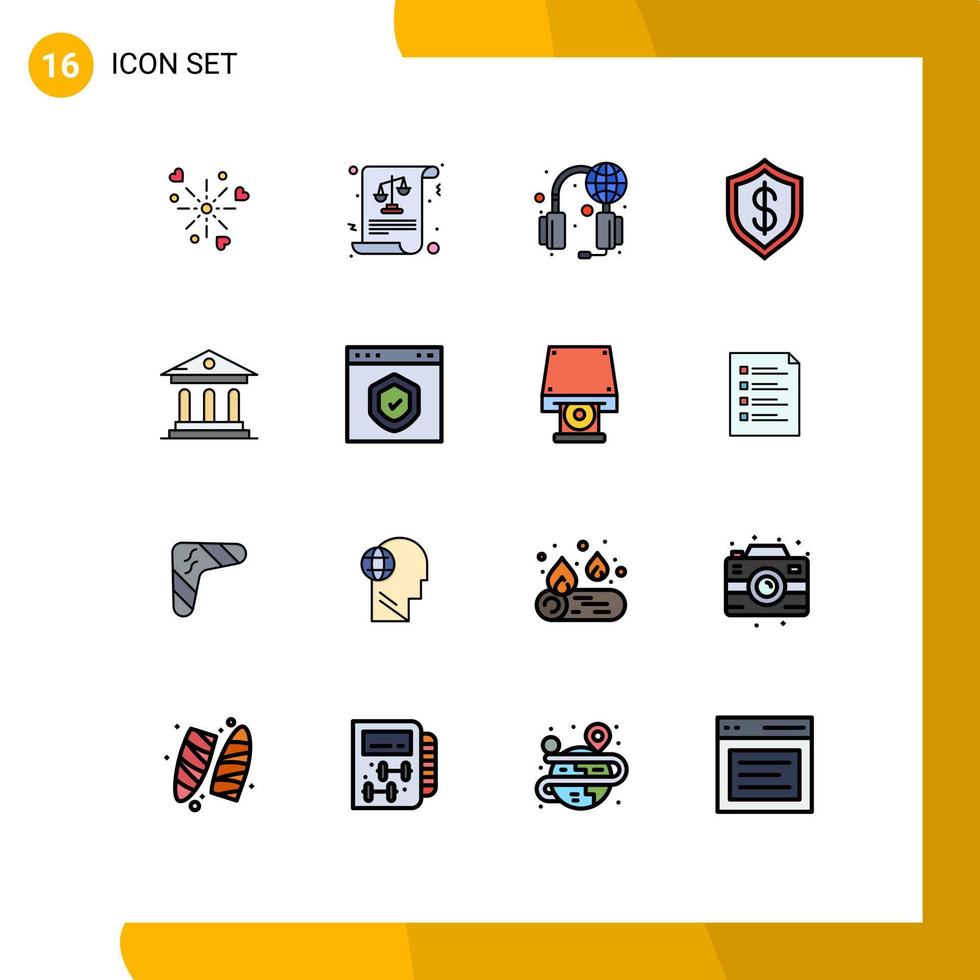 16 Thematic Vector Flat Color Filled Lines and Editable Symbols of university intelligent help cyber artificial Editable Creative Vector Design Elements