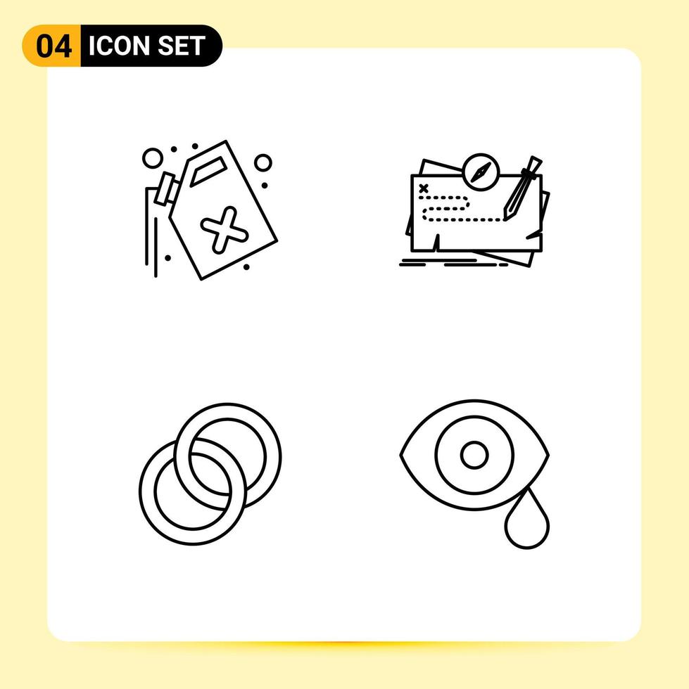 Set of 4 Modern UI Icons Symbols Signs for can ring waste mission couple Editable Vector Design Elements