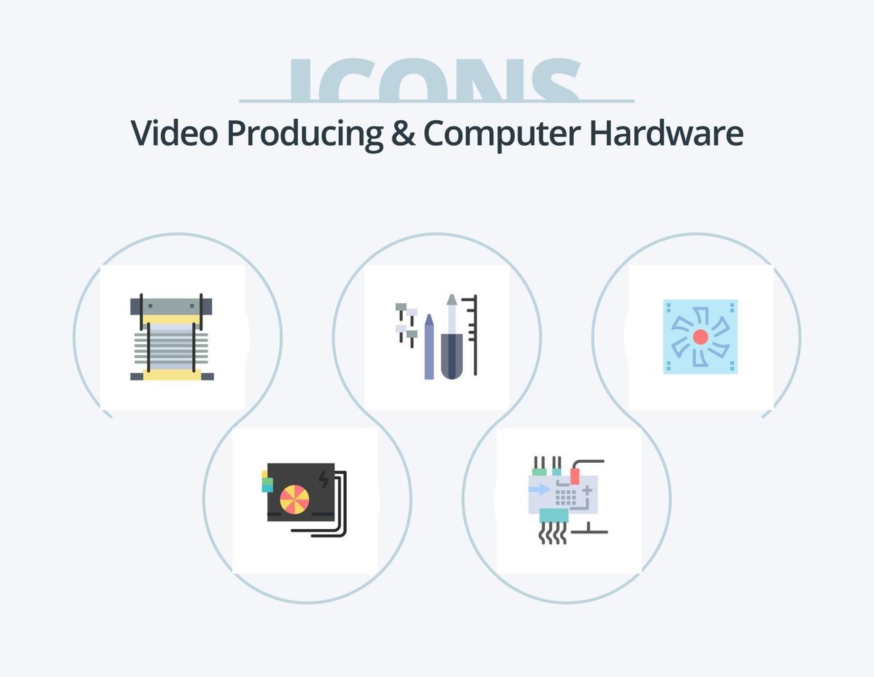 Video Producing And Computer Hardware Flat Icon Pack 5 Icon Design. engineering. reapair. engineering. fan. cooling vector