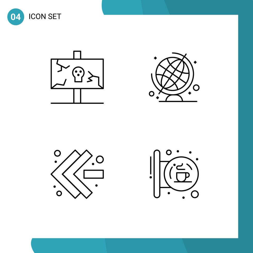 conjunto de 4 colores planos de línea de relleno de vector en cuadrícula para elementos de diseño de vector editables de tablero de geografía antiguo de avance rápido de pascua