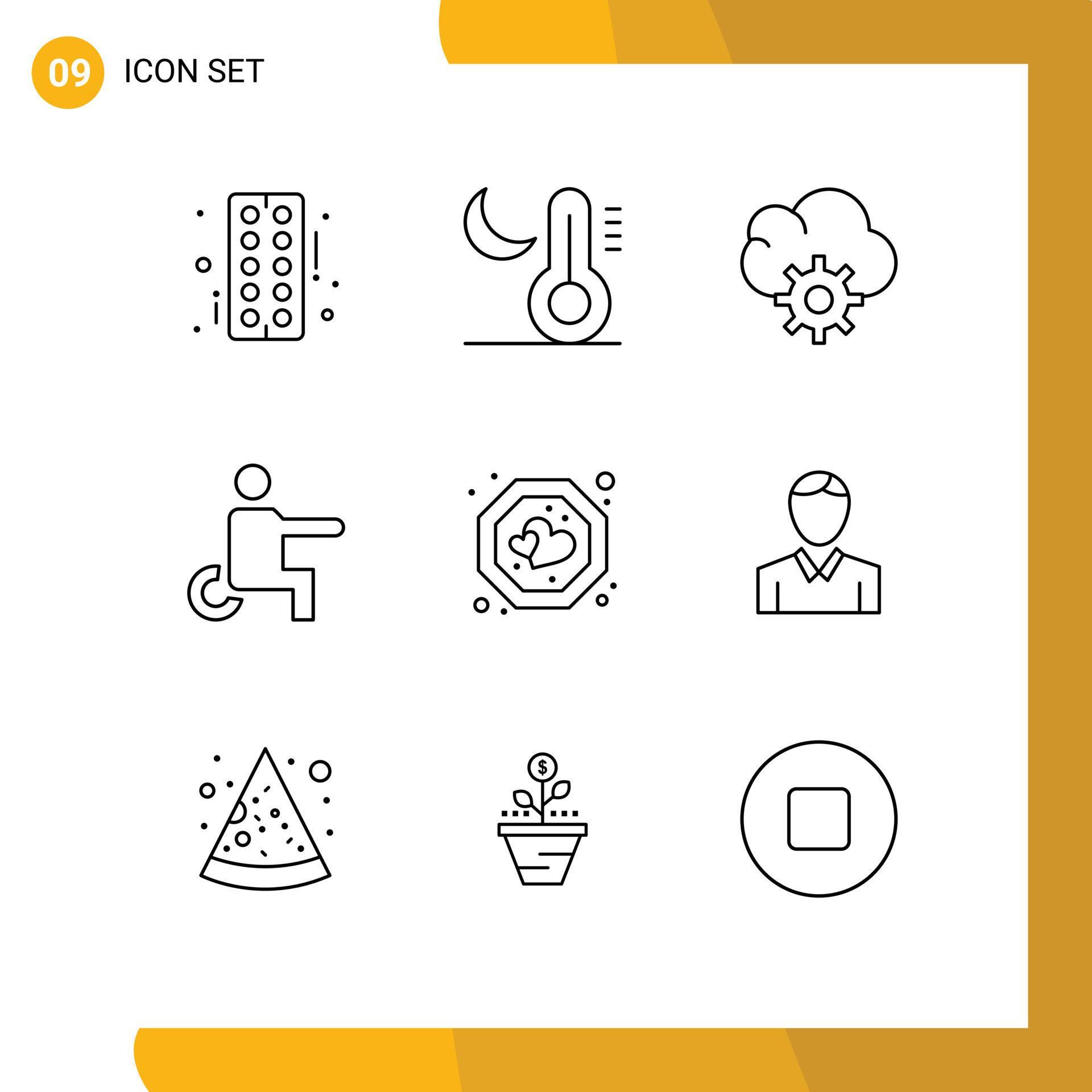 9 Thematic Vector Outlines and Editable Symbols of label favorite cloud