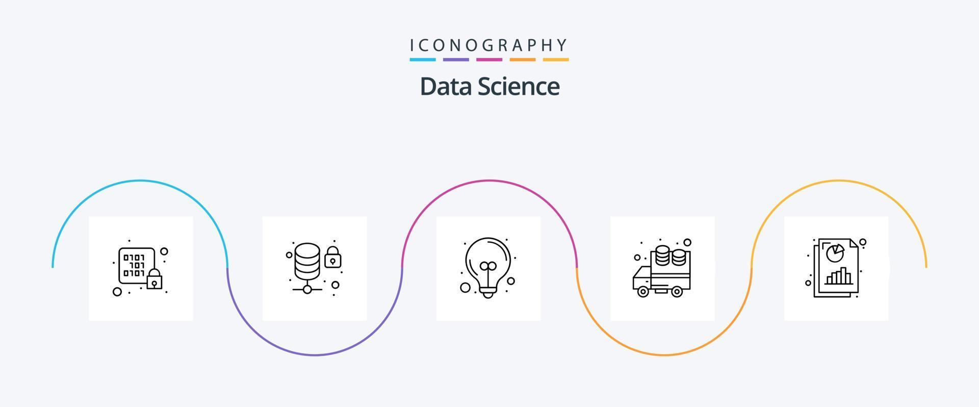 Data Science Line 5 Icon Pack Including analytics. transfer. server. data. ideas vector