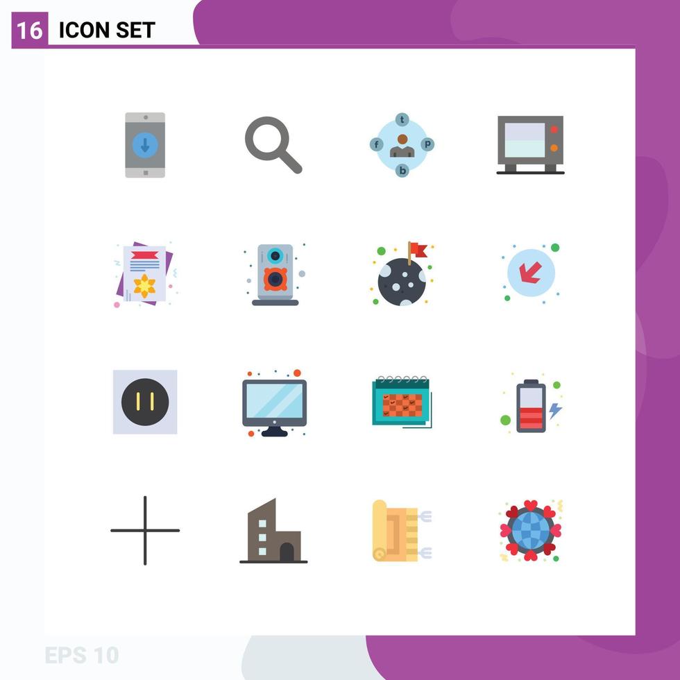 User Interface Pack of 16 Basic Flat Colors of day safe social media money procrastination Editable Pack of Creative Vector Design Elements