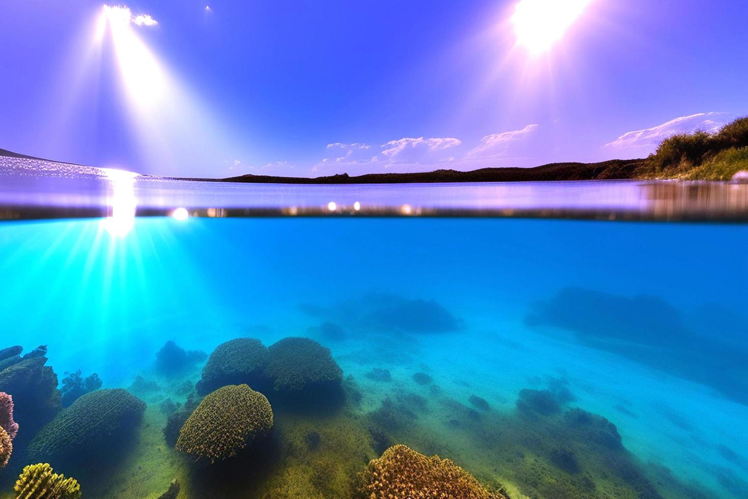 Underwater scene. Ocean coral reef underwater. Sea world under water background. photo
