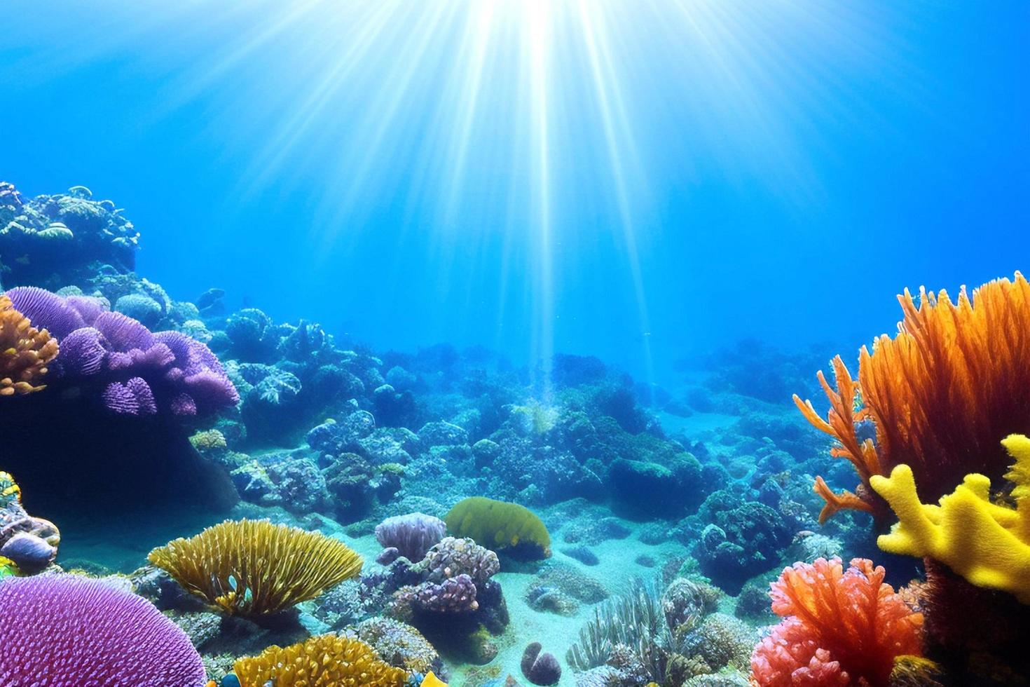 escena submarina. arrecife de coral del océano bajo el agua. mundo marino bajo el fondo del agua. foto