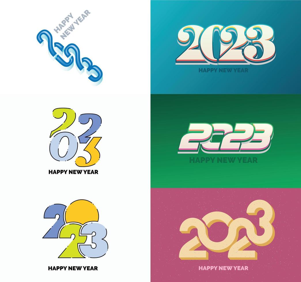 Big Collection of 2023 Happy New Year symbols Cover of business diary for 2023 with wishes vector