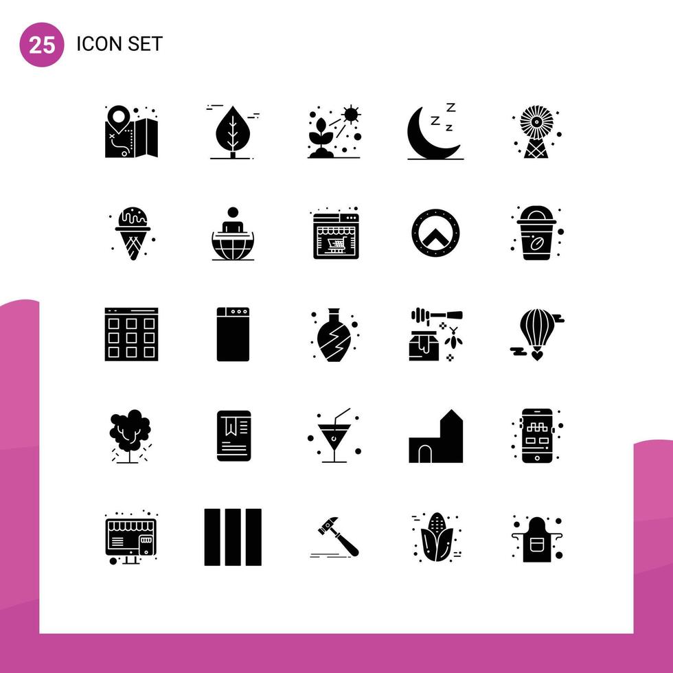25 Solid Glyph concept for Websites Mobile and Apps technology ecologic light buildings night Editable Vector Design Elements