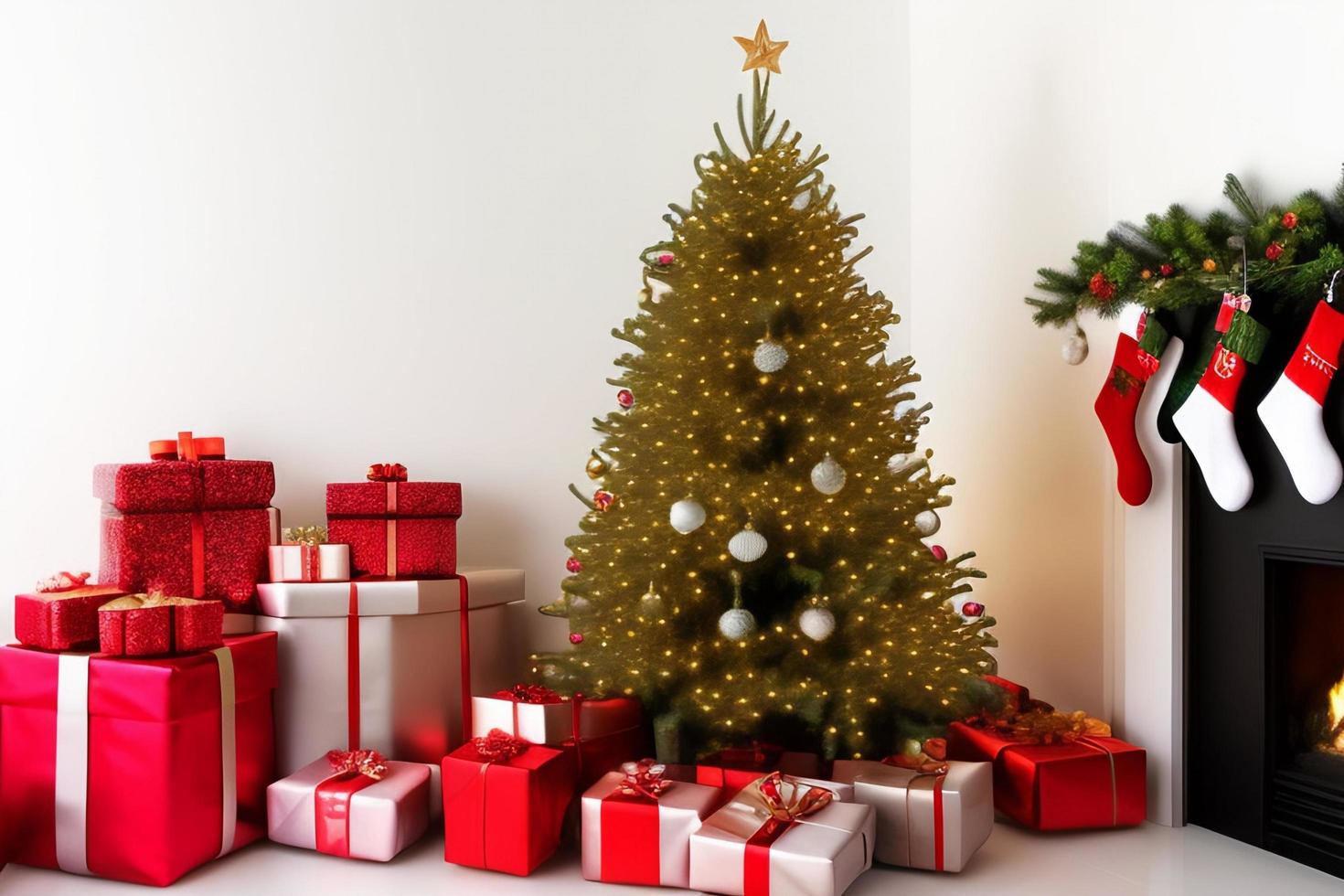 New Year's card. Christmas and New Year poster. Christmas greeting background with christmas decoration. photo