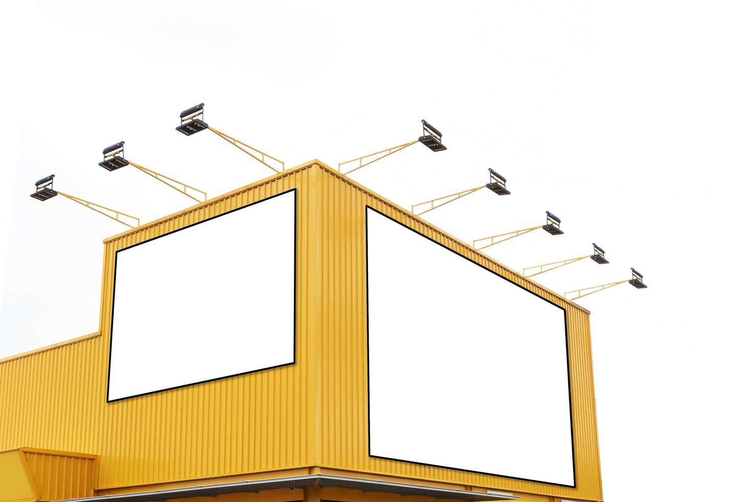 Mock up billboard on yellow building with white background photo