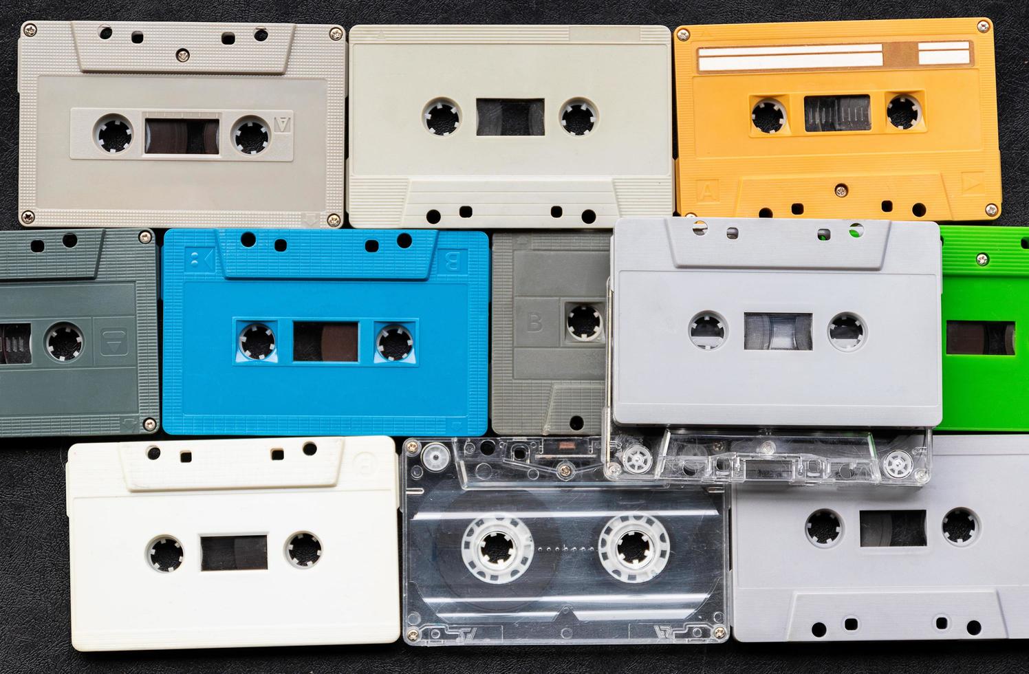 Collection colorful retro cassette tape photo