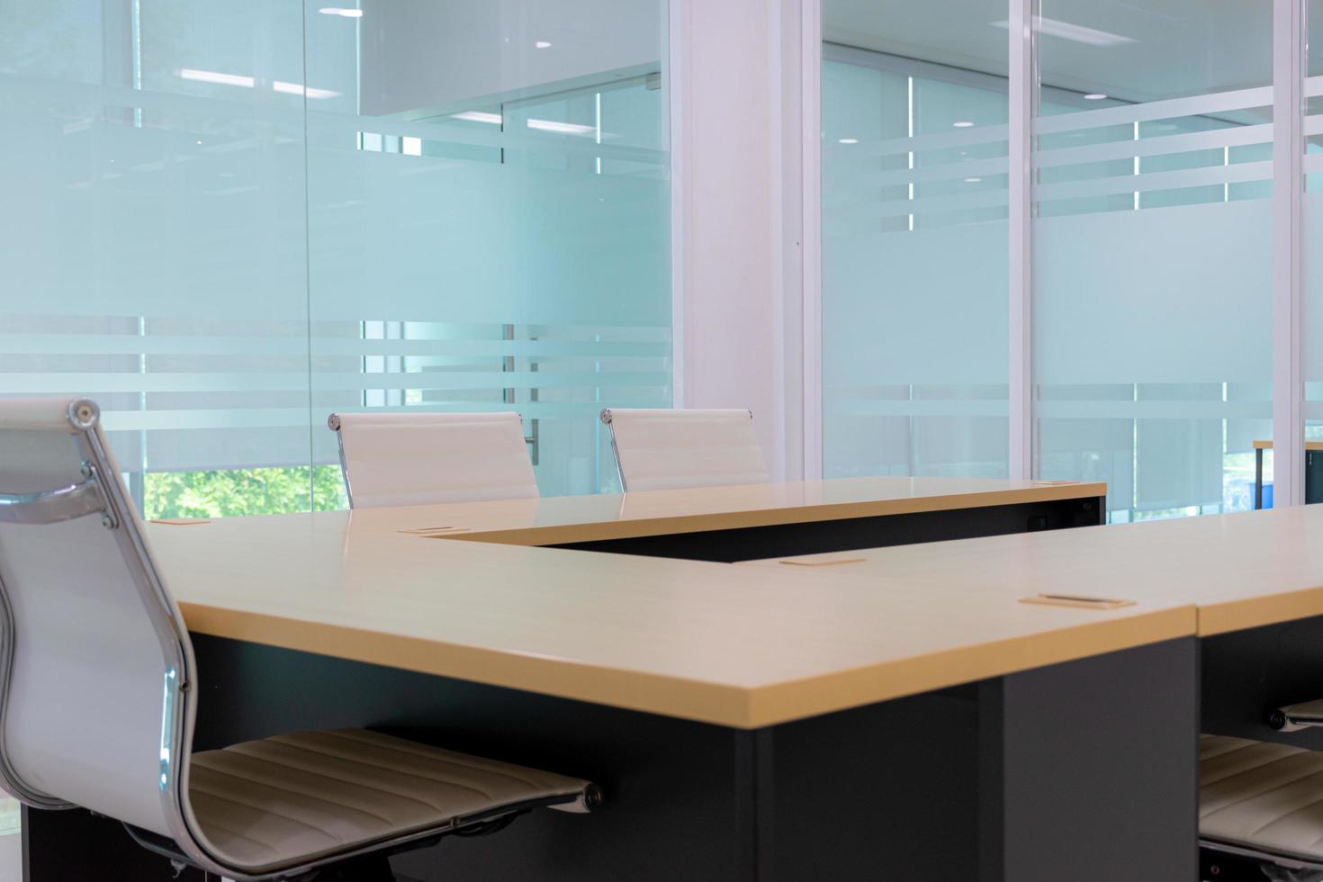 Close up White armchair in the meeting room photo