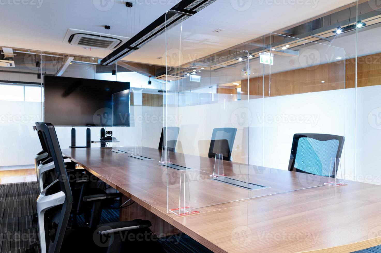 Television display blank in meeting room photo