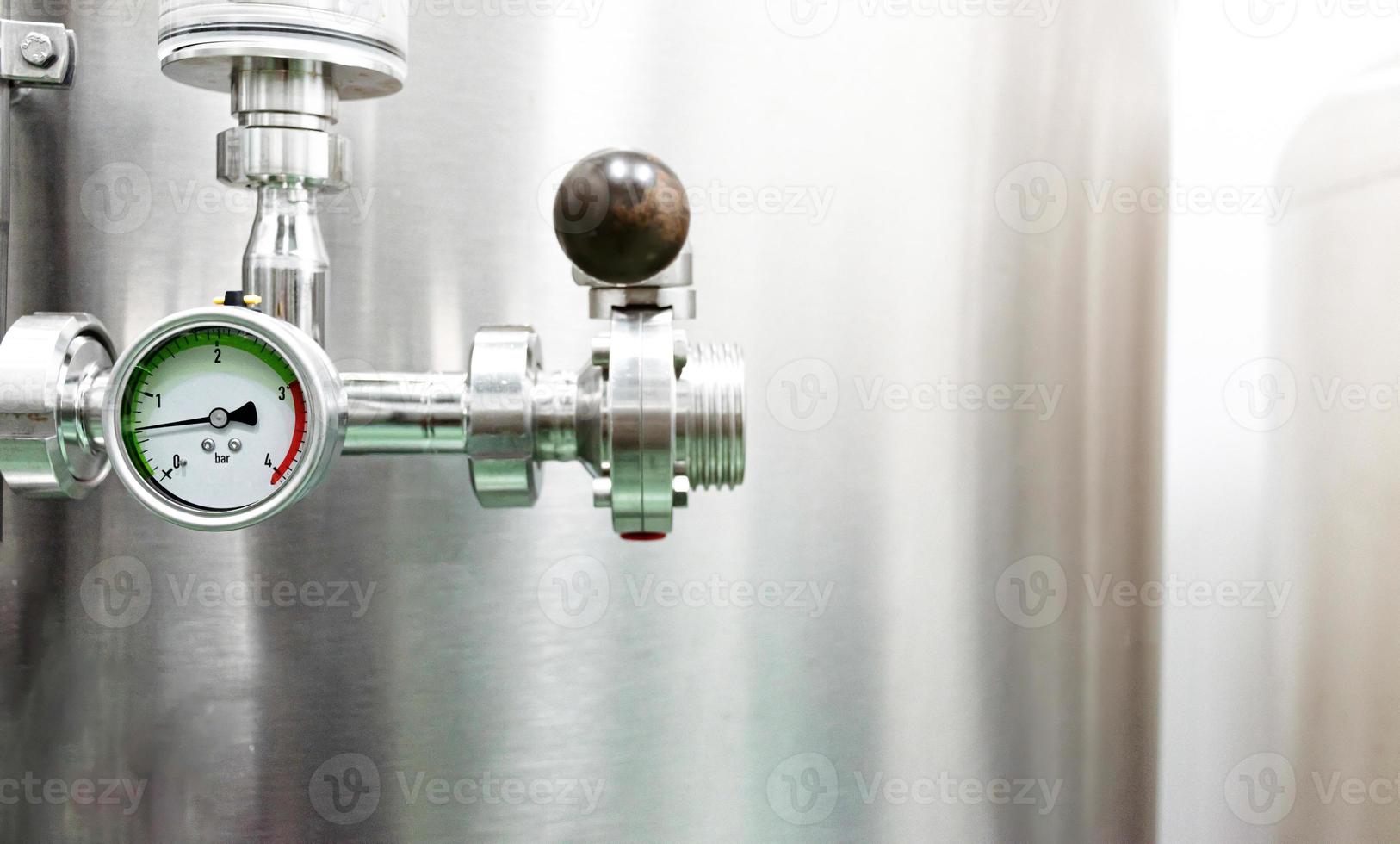 Close up Pressure meter gauge for small beer boiler with copy space photo