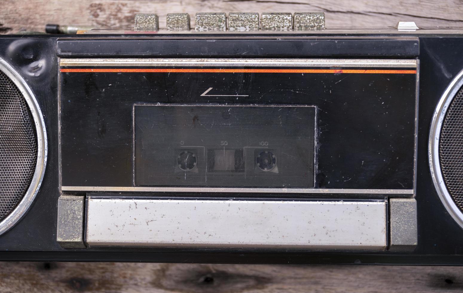 Top view close up retro radio photo