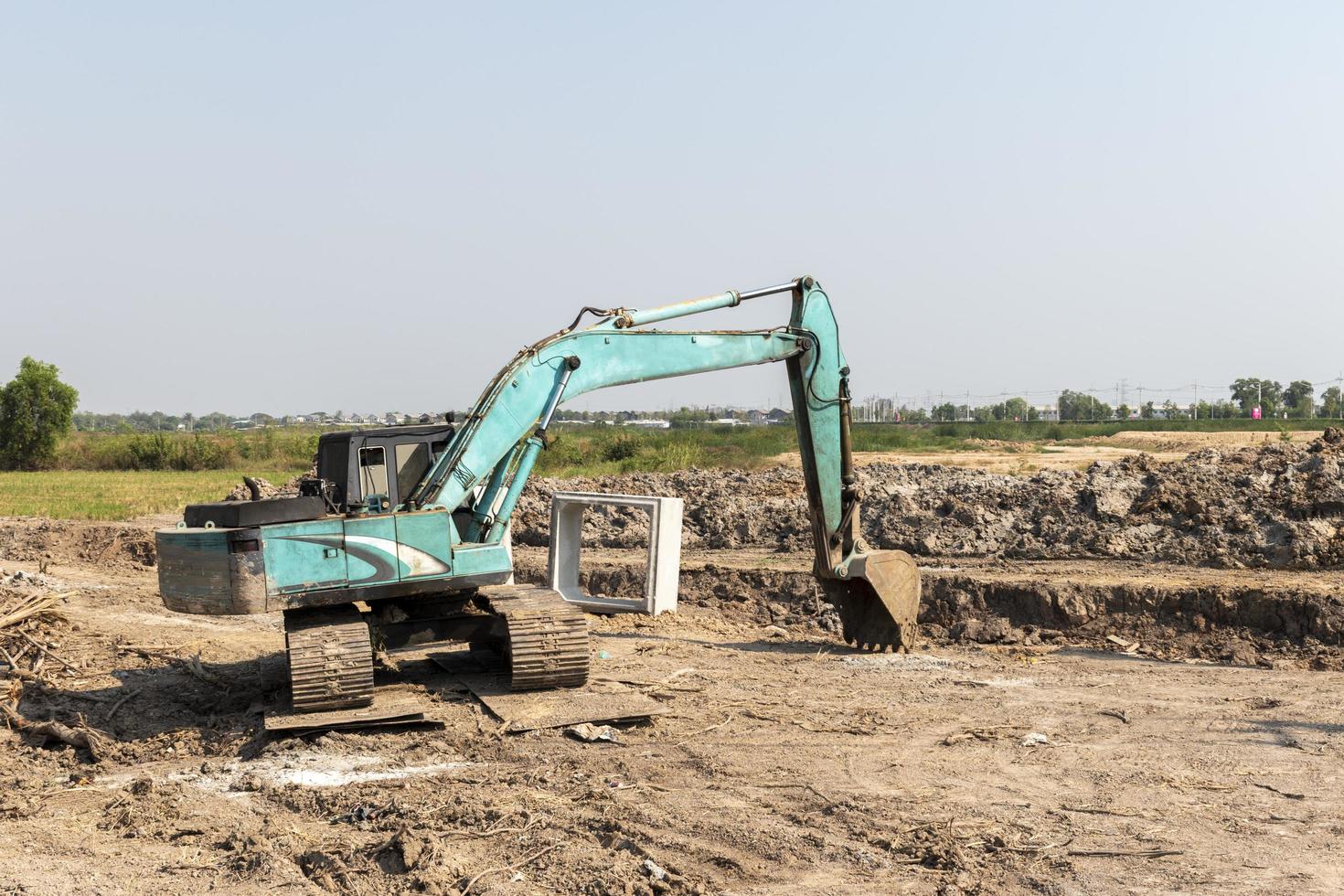 Excavator are digging in the construction site photo