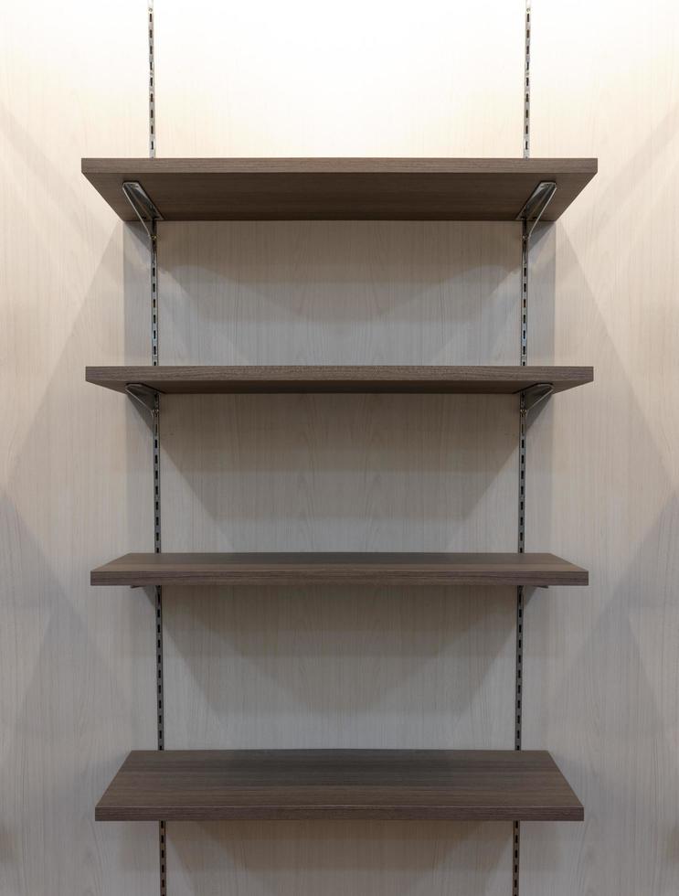 Mock up empty wood grain shelf photo