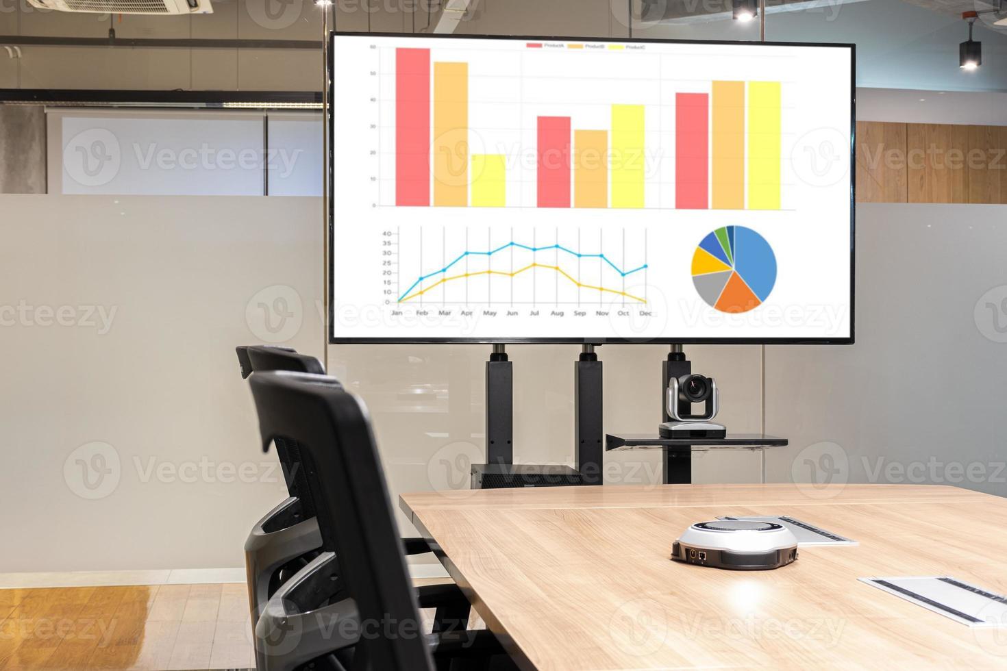 Television with presentation slideshow in meeting room 16561717 Stock