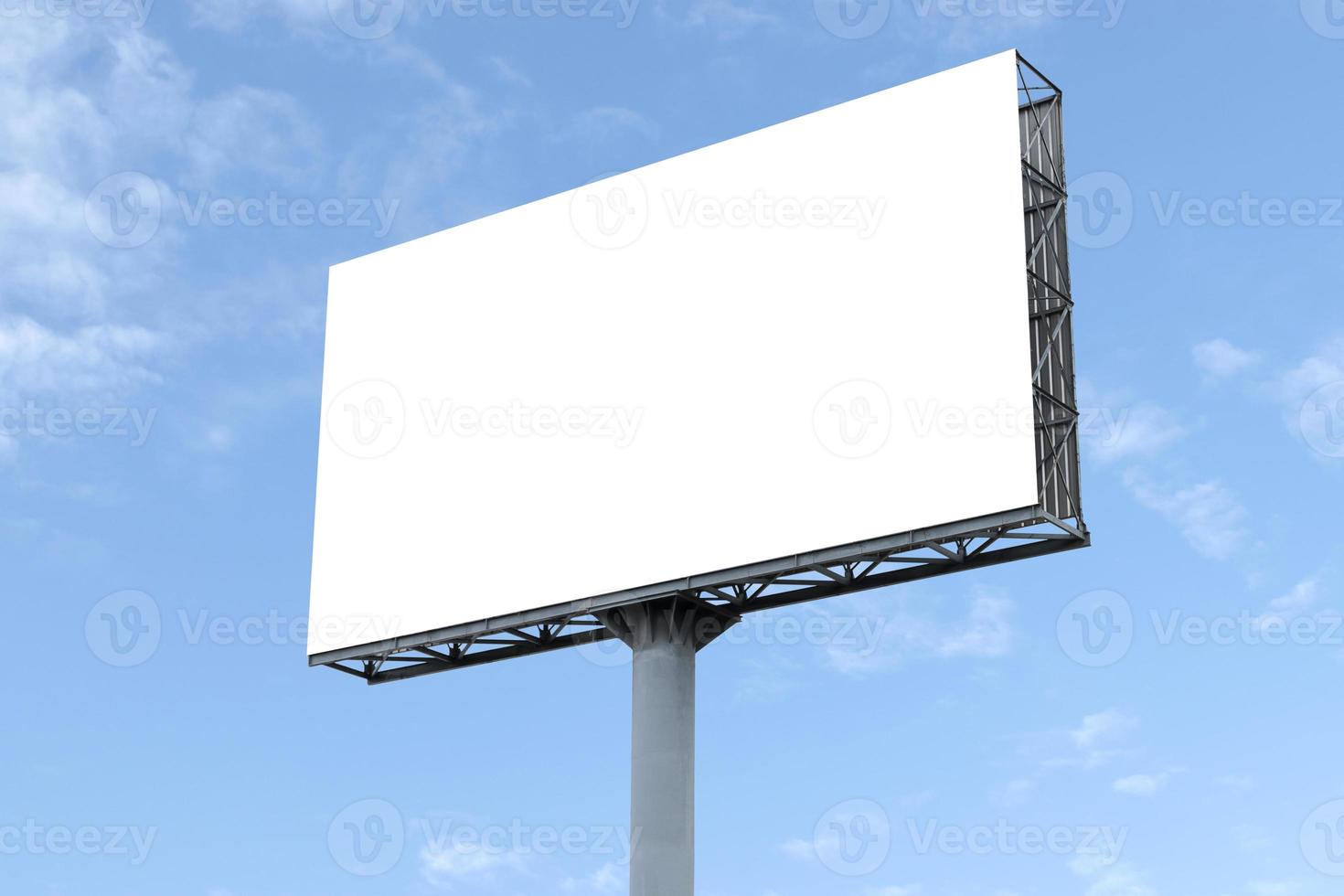 Outdoor billboard on blue sky background with white background mock up. clipping path photo