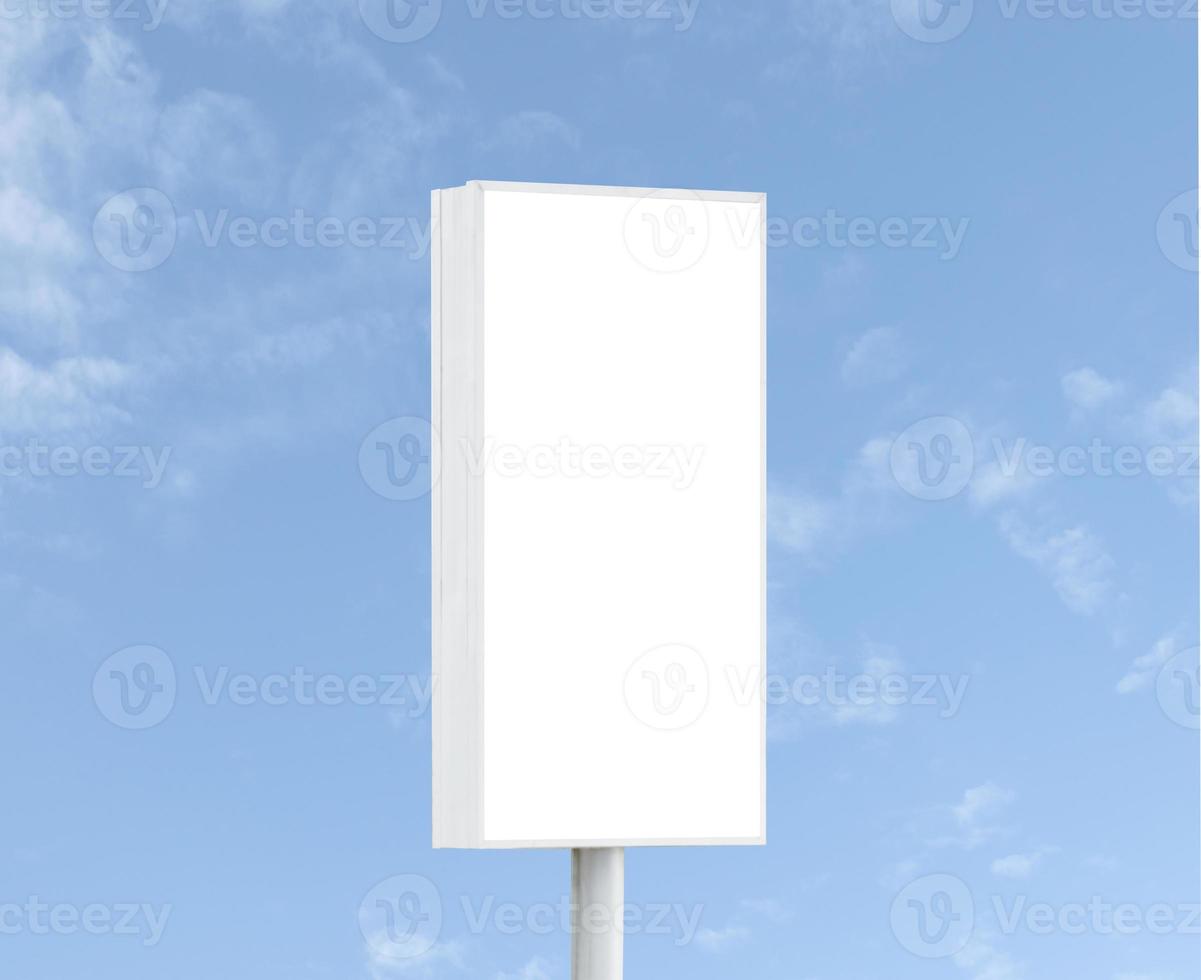 Outdoor billboard on blue sky background with white background mock up. clipping path photo