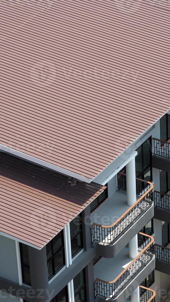 Roof tiles and made from ceramic and metal material and top view angle. photo