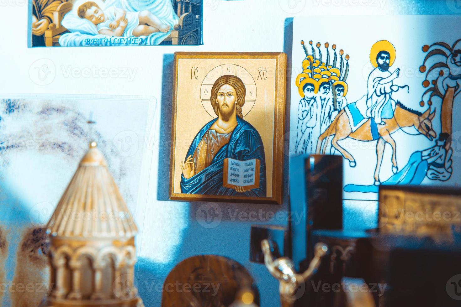 iconos sagrados, el fondo de jesús con madre de dios foto