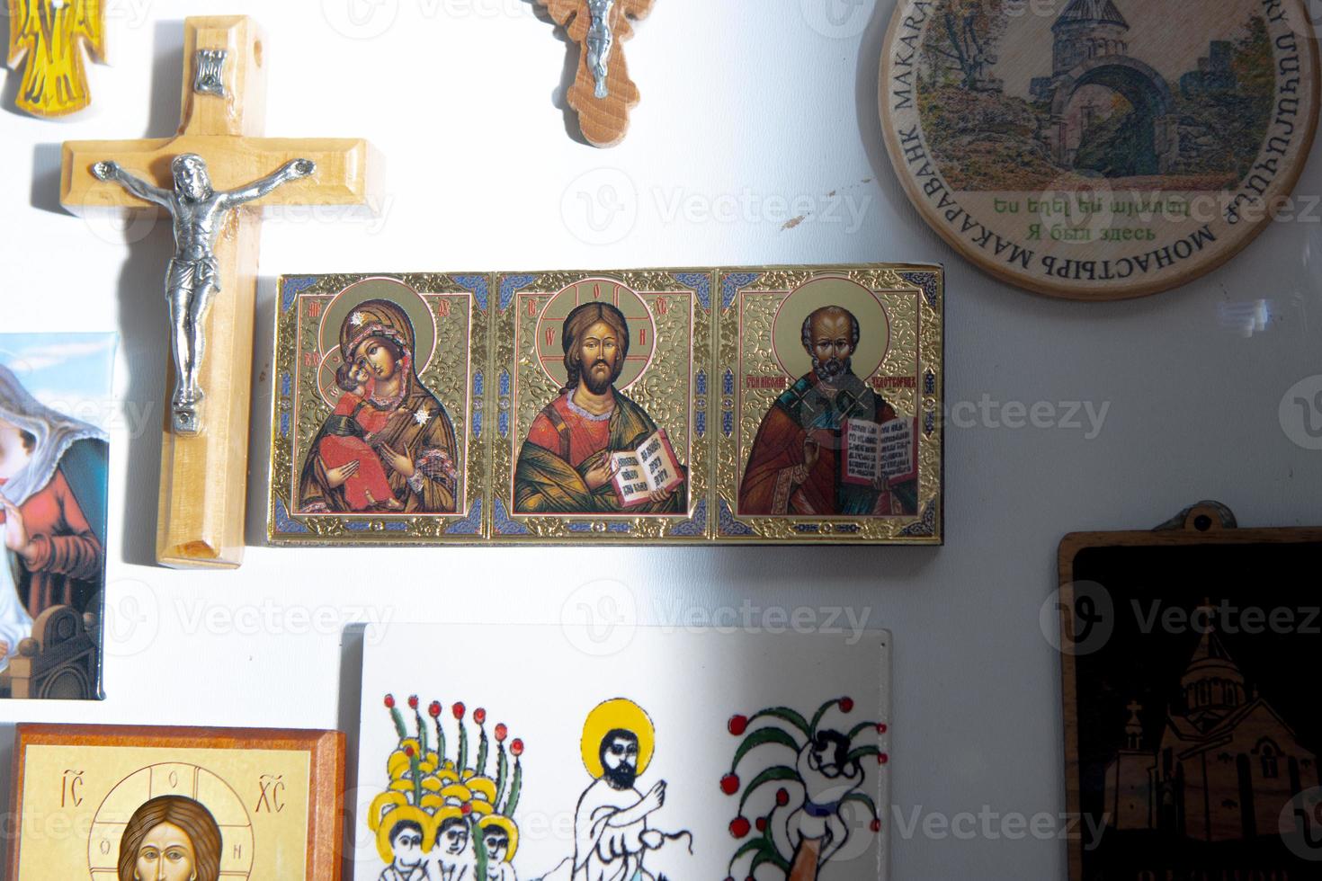 iconos sagrados, el fondo de jesús con madre de dios foto
