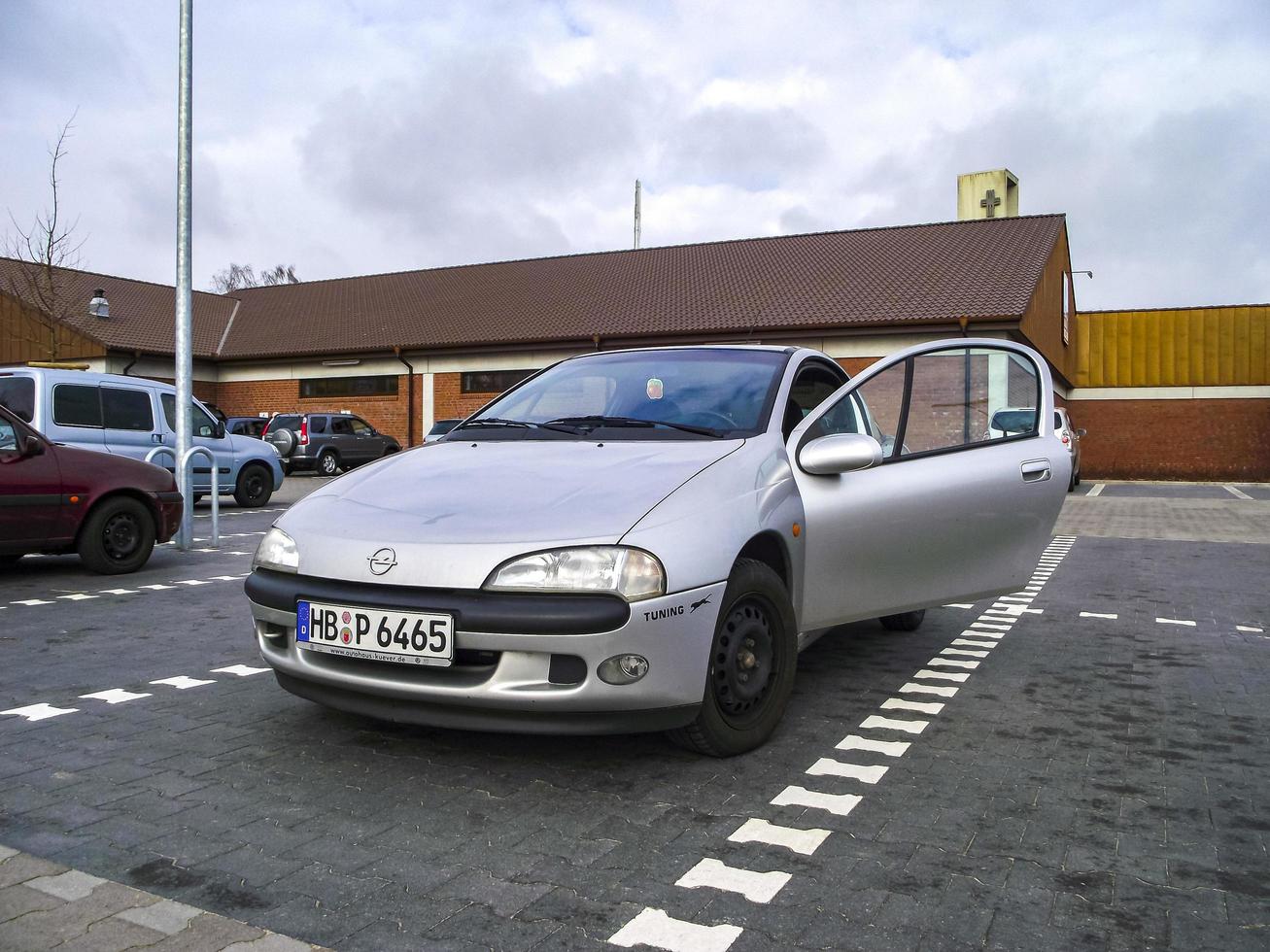 Bremerhaven Bremen Germany 2011 Silver passenger car vehicle stands in the parking lot Germany. photo